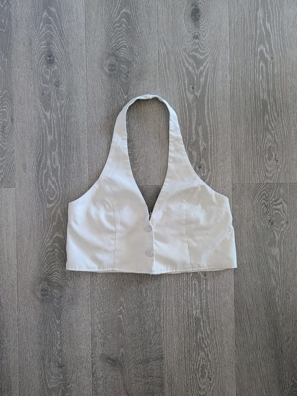 La Hearts White Vest Crop Top - L